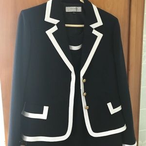 Tahari Navy & White Trim Suit